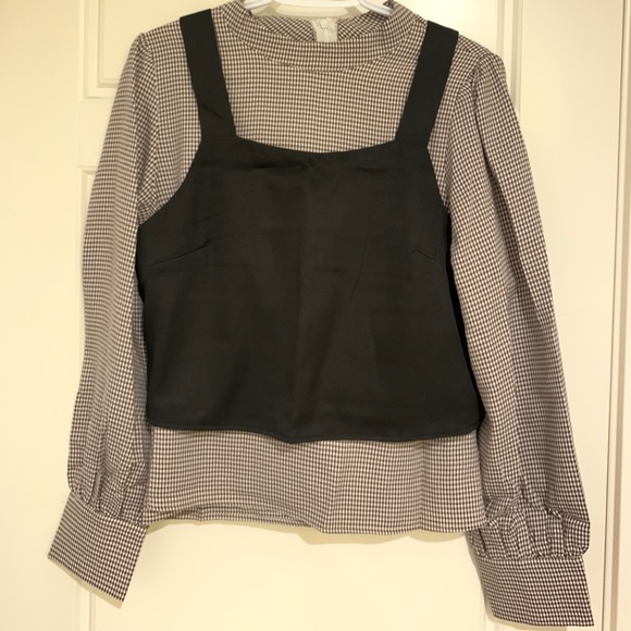 NWOT 2 Piece Gingham Longsleeve Top - Picture 3 of 6